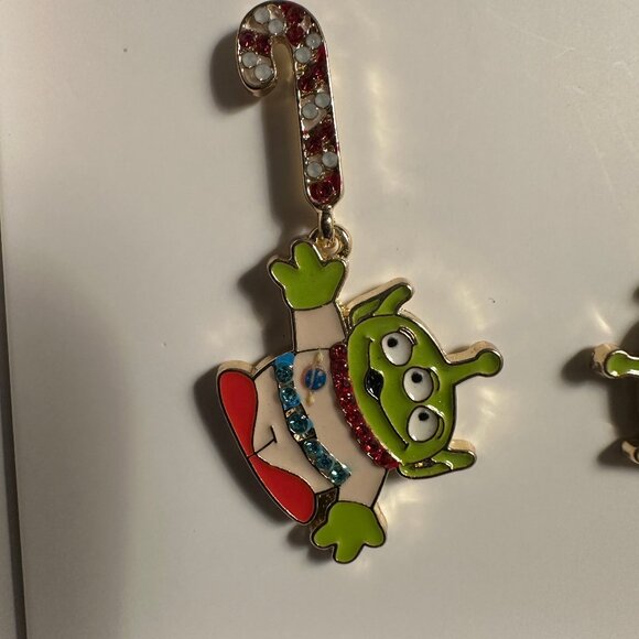 Pixar BaubleBar Disney Aliens Candy Canes Earrings NIB - Picture 2 of 3
